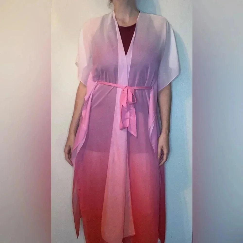 Juicy Couture Ombré Kimono Robe Pink Red White One Size Fits Most